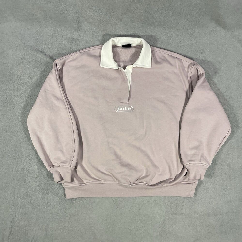 Nike Jordan Womens Size XL Flight Fleece Rugby Top Purple  IF0996-627